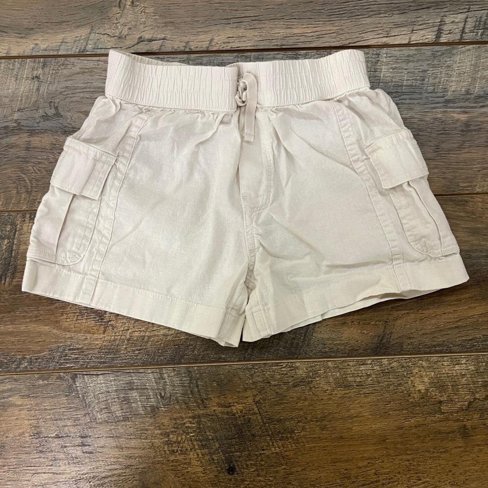 Thereabouts Kids Cream Beige Cotton Linen Cargo Shorts Size XS 6/6X Travel Coast